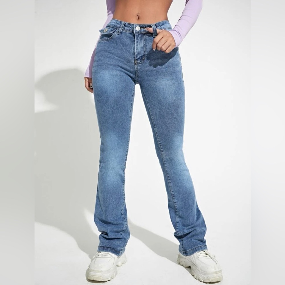 blue bleached jeans